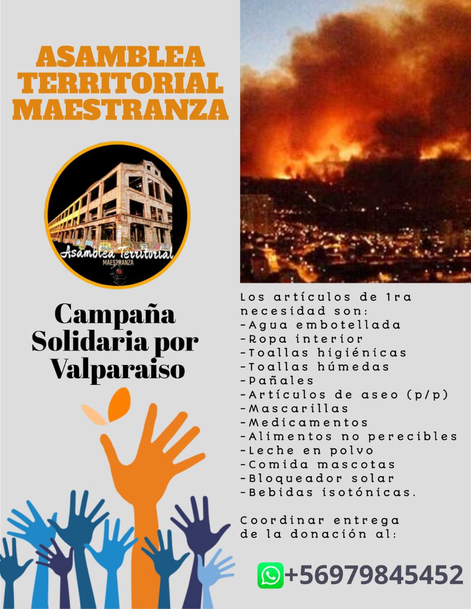 SbUnidad's tweet photo. Compartimos campañas de solidaridad con Valparaíso https://t.co/LAX1DlWJJp