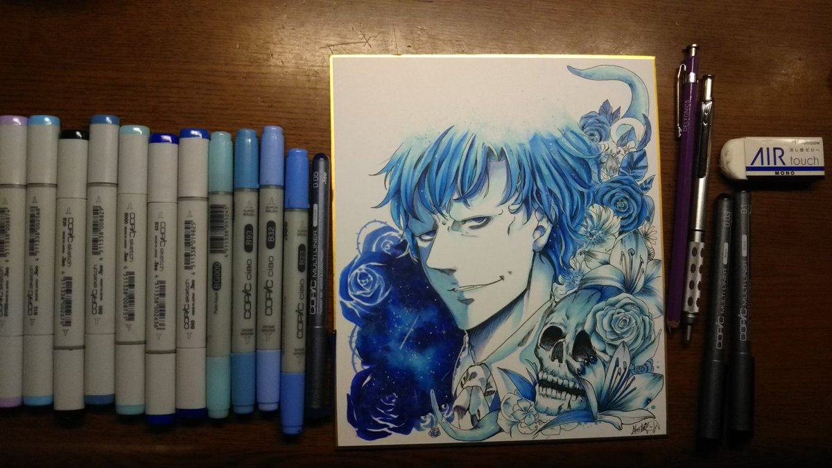 絵を描く人 Sur Twitter 塗り方綺麗 ムラだらけにしかコピック塗りできないマンなので参考になります 特に肌塗りが苦手なんで青系統のみで これだけ表現できるのスゴい