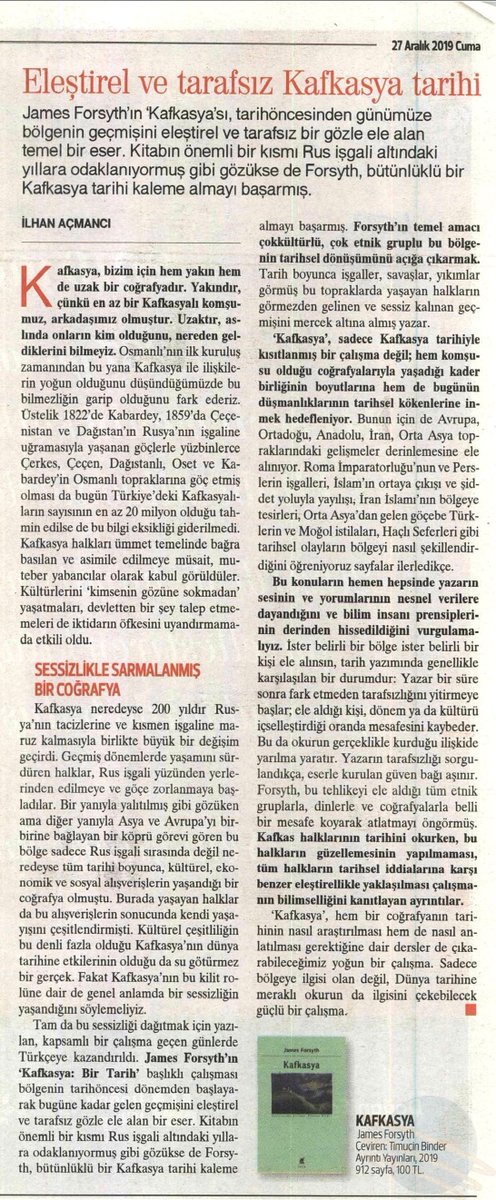ayrintiyayinevi's tweet photo. "Kafkasya, hem bir coğrafyanın tarihinin nasıl araştırılması hem de nasıl anlatılması gerektiğine dair dersler de çıkarabileceğimiz yoğun bir çalışma." İlhan Açmancı @hkitapsanat'a yazdı. #jamesforsyth #kafkasya https://t.co/D3oACxslC1 https://t.co/i1Nttv1or6