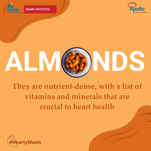 ApolloKarnataka's tweet photo. Eating Almonds in your diet can reduce the risk of heart disease by keeping blood vessels healthy. Now, it is time to munch some away!
#ApolloCare #ApolloHospitals #HeartyMeals https://t.co/1b3LcaQ8d2
