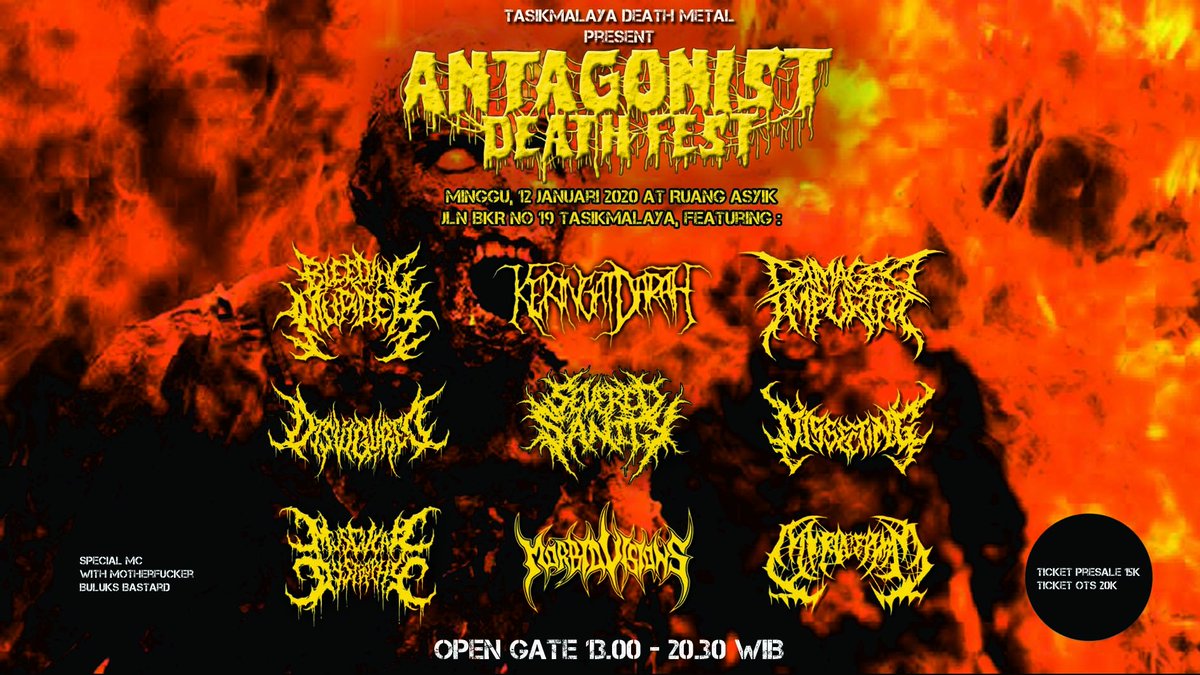 tsdm_official's tweet photo. Tasikmalaya! Mari kita berpesta diawal tahun 2020. Tiket sudah tersedia! #antagonistdeathfest https://t.co/og9SRWiT4q
