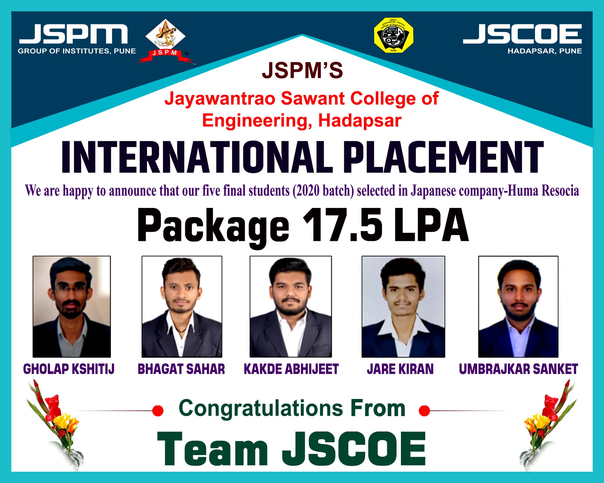 JSPM, JSCOE Hadapsar on Twitter "We are happy to announce that our 5