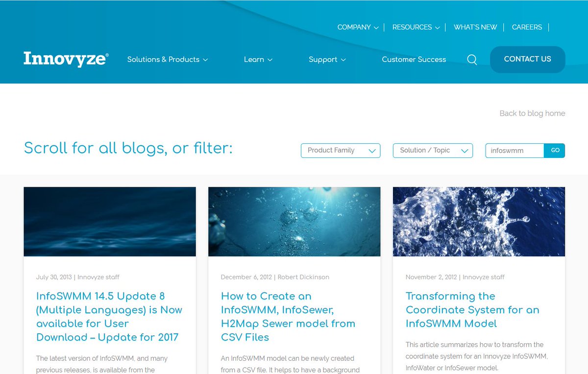 RDickinson's tweet photo. There is a new Look to the @Innovyze Blog - here is a view of the new portal with a link to the blogs on #InfoSWMM = Innovyze Blog - the latest news and views https://t.co/T9e1eowB1J https://t.co/jm6tfKCT1N