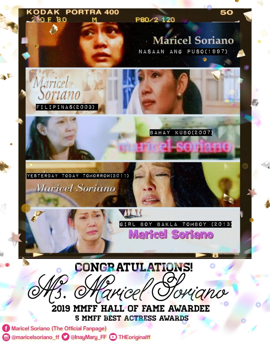 InayMary_FF's tweet photo. With 5 MMFF Best Actress Trophies on her belt,  the Diamond Star Maricel Soriano will receive her MMFF Hall of Fame Award together with Ms. Nora Aunor, Ms. Vilma Santos, Ms. Amy Austria, Mr. Cesar Montano and Mr. Christopher De Leon. 

CONGRATULATIONS INAY MARY! 💐❤️ https://t.co/KSoLimTfi3