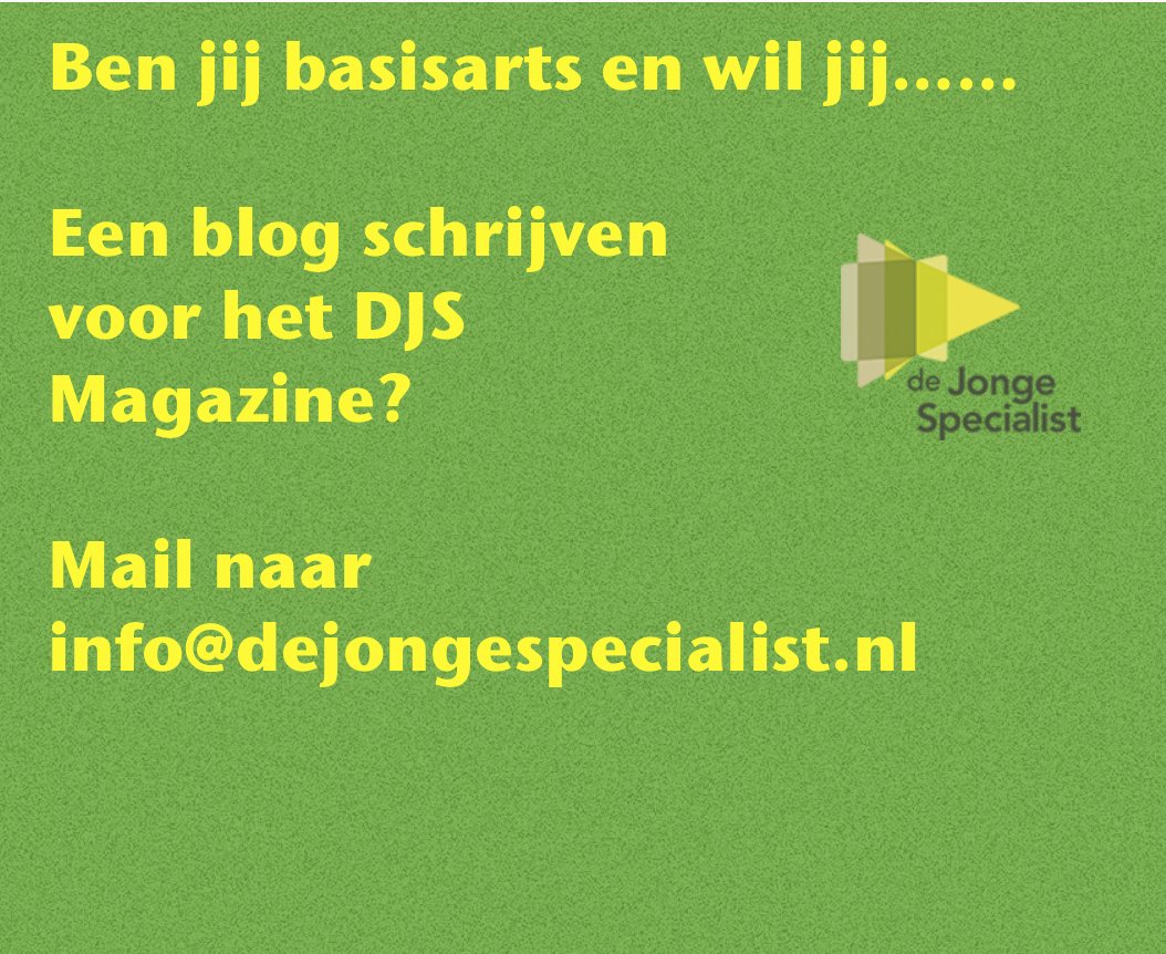 Schrijftalent en anios of arts-onderzoeker? Dan zoeken we jou!
Voor het DJS magazine zoeken we enthousiastelingen die blogs over de praktijk willen schrijven! Mail naar info@dejongespecialist.nl