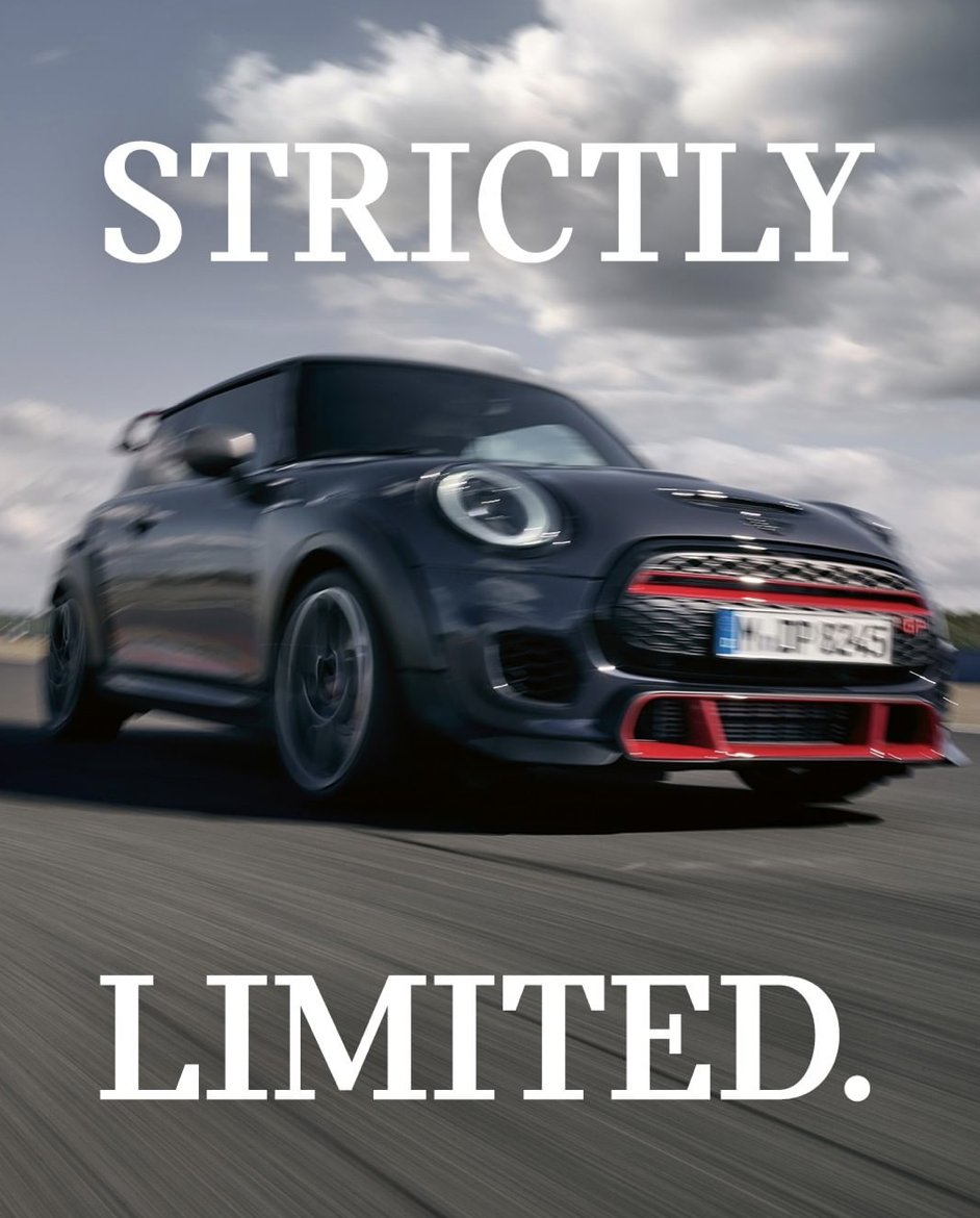 SandtonMini's tweet photo. What’s lurking behind that exclusive GP badge and grille? 306 horses. ⁠
⁠
The new MINI John Cooper Works GP. ⁠
⁠
#MINI #JCW #JohnCooperWorks #GP #JCWGP #MINIThrillMaximised #Motorsport #Supercar #Racetrack #Racing⁠ https://t.co/Wlhf6QgN08