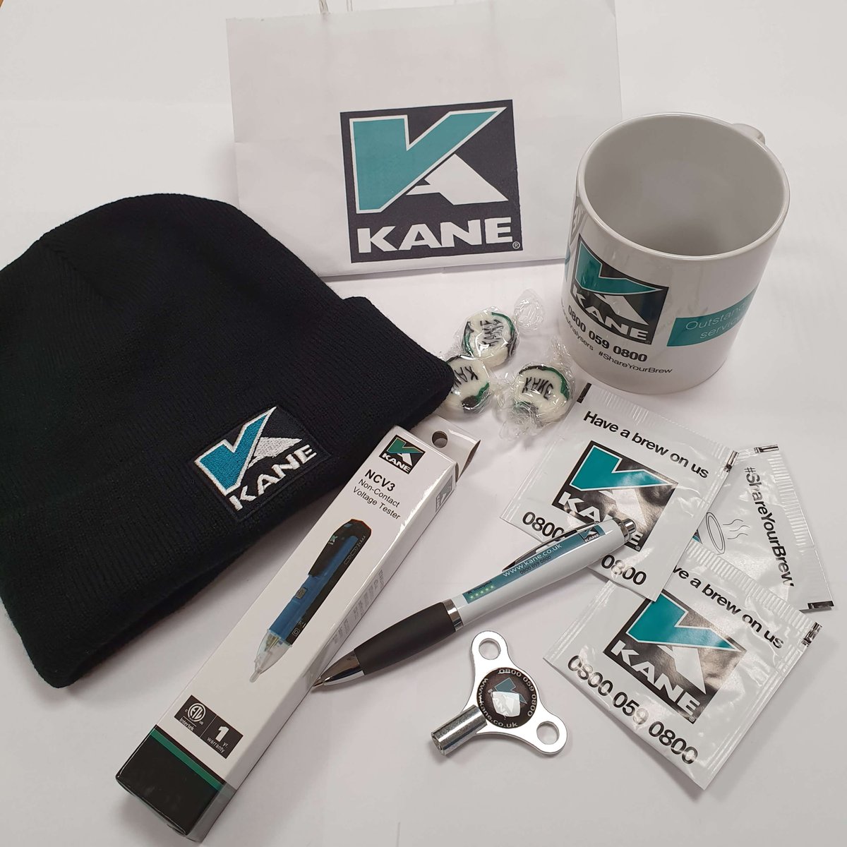 #Win a KANE goody bag!

Each goody bag contains an NCV3 non-contact voltage tester, a money can’t buy KANE hat, radiator bleed key, sweets, pen, teabags and a cup!

Retweet this tweet and follow us to enter.

10 sets to give away. Winner announced 10/01/20

#RTtoWin #Competition