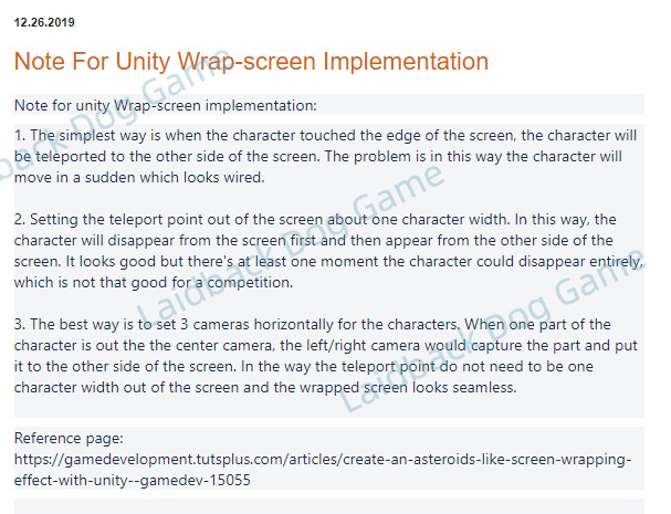 Note for unity Wrap-screen implementation:

Our Blogger: laidbackdoggame.blogspot.com

#gamedev #indiedev #IndieGameDev #gamedesign