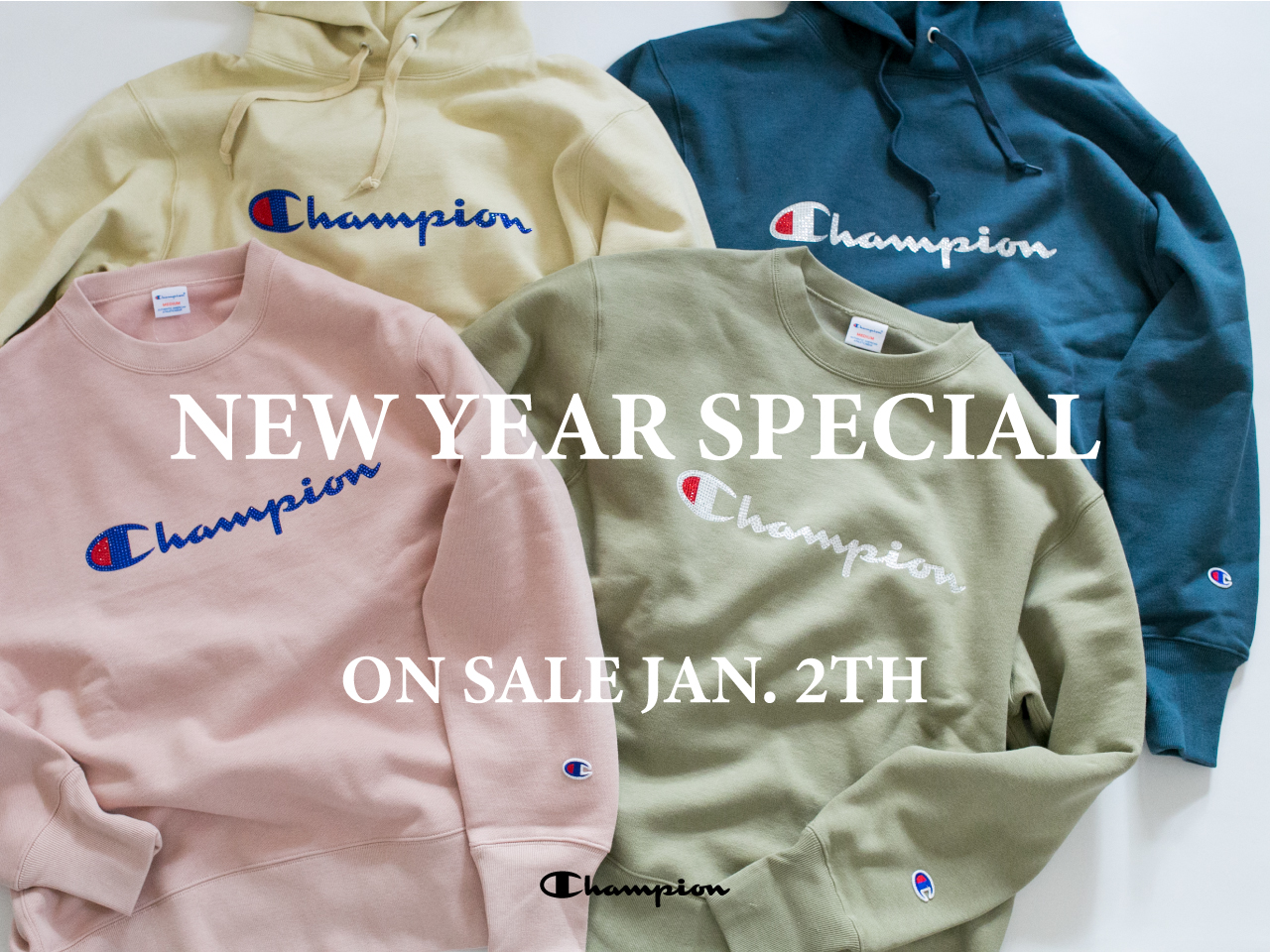 Champion Japan 直営店限定 New Year Special 1 2 木 より Champion 直営店 で限定 スウェットシャツ 発売 お一人様1品番につき各色3点の販売とさせていただきます ロゴにはラインストーンが輝き Champion Japan 直営店限定 New Year Special 1 2 木 より Champion 直営店 で限定 スウェットシャツ 発売 お一人様1品番につき各色3点の販売とさせていただきます ロゴにはラインストーンが輝き