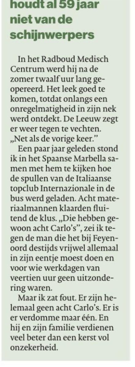 Plakplaat63's tweet image. Zo 'n klein stukje in de kantlijn van de krant.. Waar je makkelijk overheen leest.. Het gaat over
#CarlodeLeeuw die de strijd nog niet gewonnen heeft...
#Sterkte GozerT in deze zware tijd.