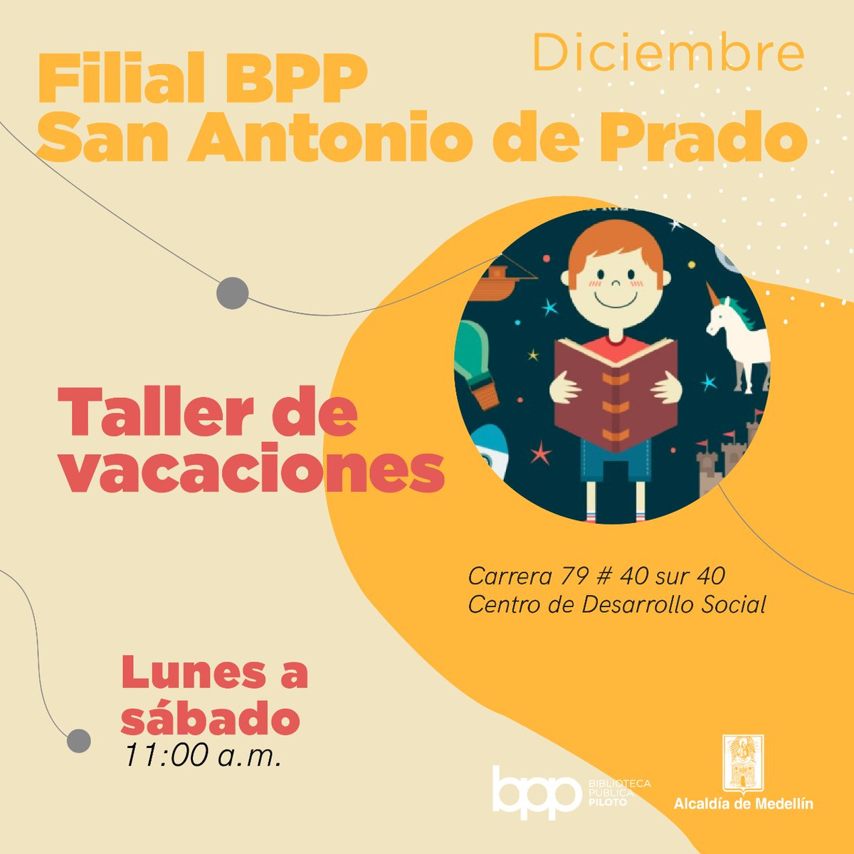 Finaliza #diciembre con nosotros en los talleres de vacaciones de las Bibliotecas Filiales #BPPiloto ¡Te esperamos! #EntradaLibre