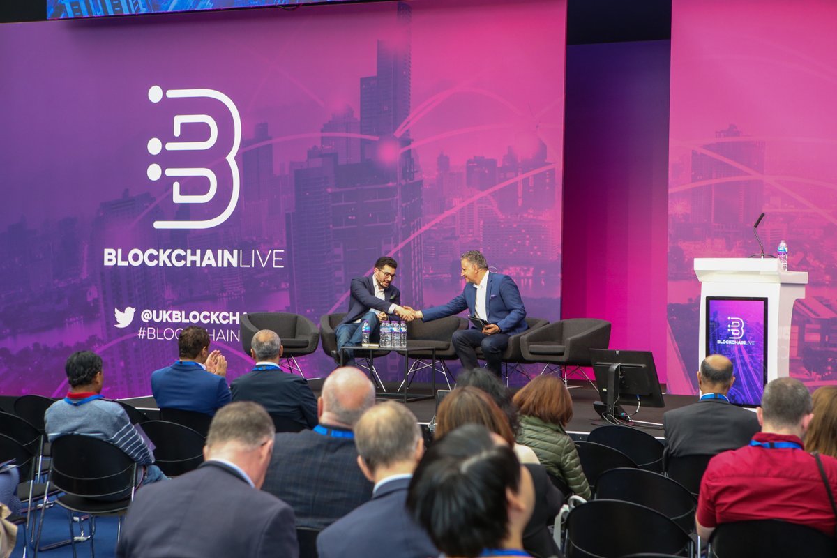 Businesss Summit flash back! <a href="/Ericvanderkleij/">Eric Van der Kleij</a> and Hazem Danny al-Nakib during their session on Building the U.K. as a Global Centre for Blockchain Technology. 

2020 Agenda to be announced so keep a look out on our website  bit.ly/2rQcNMv