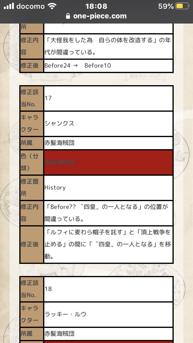 One Pieceが大好きな神木 スーパーカミキカンデ ビブルカード訂正リスト 誤植は無い方がそりゃいいけど あれだけの情報なので仕方ない部分はあると思います 寛容さ大切 訂正が見える仕組みが出来て最高です T Co