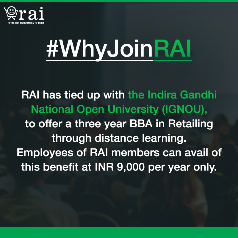 rai_india's tweet photo. Help your employees complete their education while working. This and many such benefits await you as a member of RAI.
Become a member now: https://t.co/sYQTcWY09F
#RAI #WhyJoinRAI #Retailers https://t.co/jX3U685Z5T