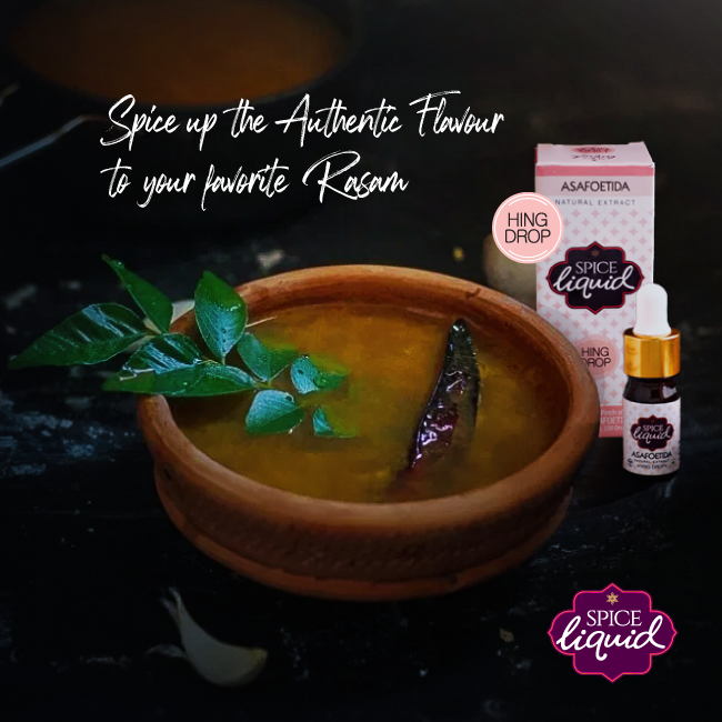 Spice up the Authentic flavour to your Favorite Rasam with Spiceliquid Hing

#hing #spiceliquid

shop now @ : bit.ly/2Q05rjP

#asafoetida #weightloss #easyuse #ageoldmedicine #stomachproblems #hingdrops #purehing #organiching #spiceliquid #Kesari #hingee #spiceliquid