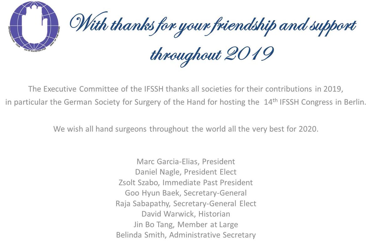 IFSSHand's tweet photo. Thank you to all! We are indebted to our delegates and friends for another wonderful year. #HandSurgery #IFSSH2019 https://t.co/8sr0IvtyLO