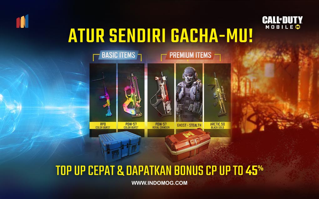 MOGers!! Atur gatcha kalian sendiri untuk mendapatkan item keren yang ada di basic atau premium chest di CODM? Jangan sampai ketinggalan nihh.. yuk cek langsung di bit.ly/CODM-MOG