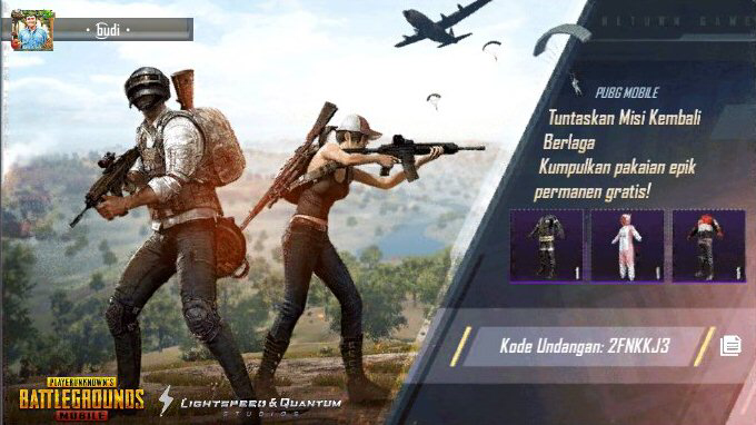 完成【PUBG MOBILE】回归任务，免费领史诗级永久套装！我的邀请码：2FNKKJ3 share.pbgcj.com/recallfriend.p…