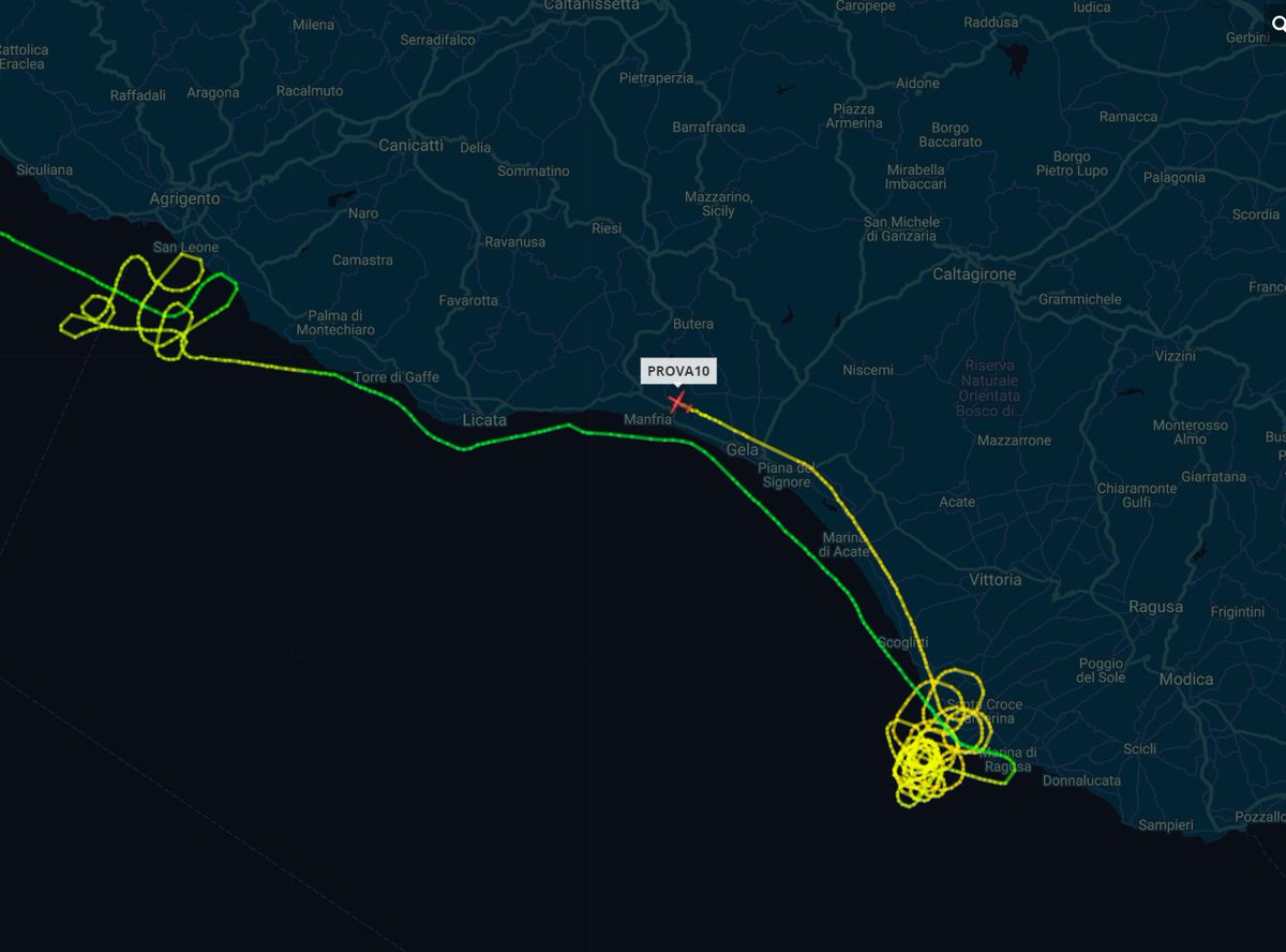 scandura's tweet photo. @RadioRadicale 2⃣
2019-12-27
1318z ⏱️ 14:18 CET
🛩️ Italian custom police 🇮🇹 ATR 72-600MP #MM62311 (#CSX62311): testing day over Sicilian Channel for this brand-new GDF aircraft, departed from Pratica Di Mare AB w/callsign #PROVA10.
History via ItaMilRadar (Nov 15)🔍 https://t.co/9QFobe6ctw https://t.co/5qa3ACHUgz