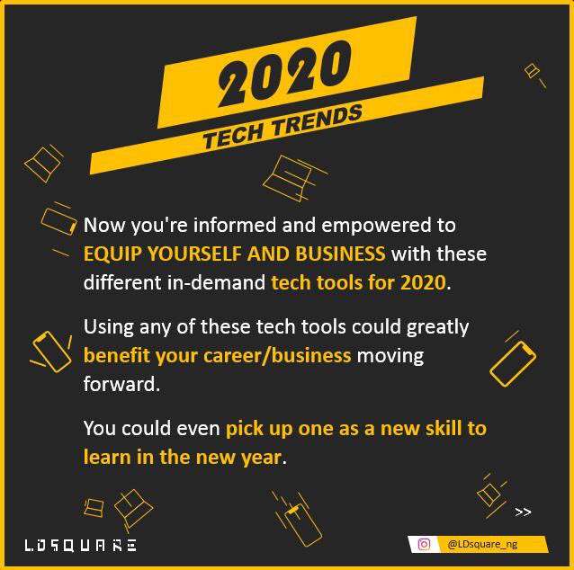 LDsquare_ng's tweet image. In 2020, to be effective, efficient and progressive both as a business (especially) and as an individual, 2020 isn’t a year to downplay technology AT ALL!🙅‍♂️
Thank us later 😏😊
&amp;gt;&amp;gt;&amp;gt;
Cc @incmagazine

#techadvancement #gettechie #2020tech #ai #movewiththechange #techsavvy #2020