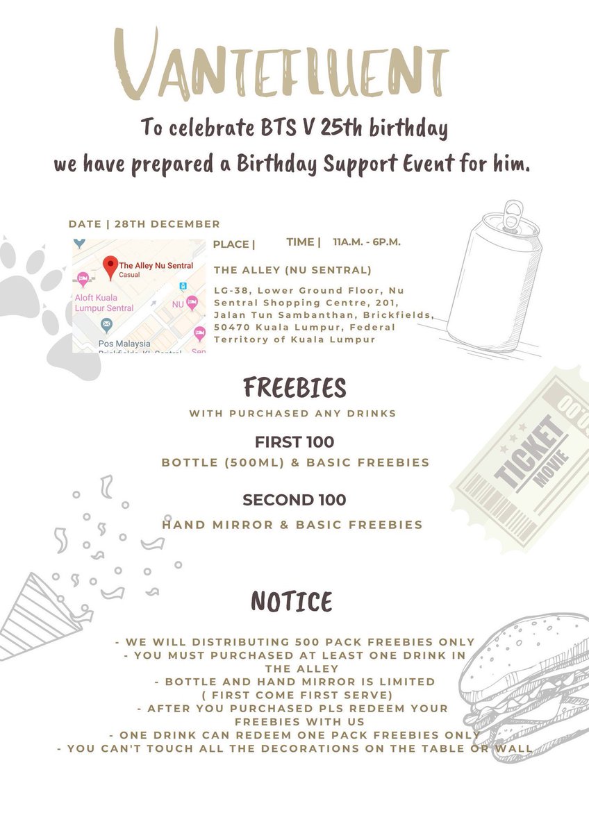 mirvblqs's tweet photo. ๐ฒ๐พ๐ฒ๐พtae tae cs event 28/12๐ฒ๐พ๐ฒ๐พ
nu sentral
#justforyouhappybirthdaytaehyung quarter cafe , 10-5
#vantefluent the alley , 11-6
#WinterNightinKL the loaf 11-6
#Aphrodite_series chizu , 10-finish
sunway velo event (thread) ๐๐ป๐๐ป๐๐ป https://t.co/lOIAYeAOlq