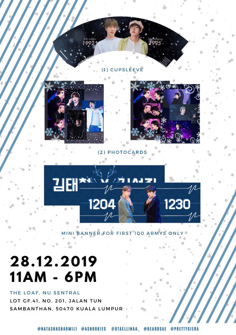 mirvblqs's tweet photo. ๐ฒ๐พ๐ฒ๐พtae tae cs event 28/12๐ฒ๐พ๐ฒ๐พ
nu sentral
#justforyouhappybirthdaytaehyung quarter cafe , 10-5
#vantefluent the alley , 11-6
#WinterNightinKL the loaf 11-6
#Aphrodite_series chizu , 10-finish
sunway velo event (thread) ๐๐ป๐๐ป๐๐ป https://t.co/lOIAYeAOlq
