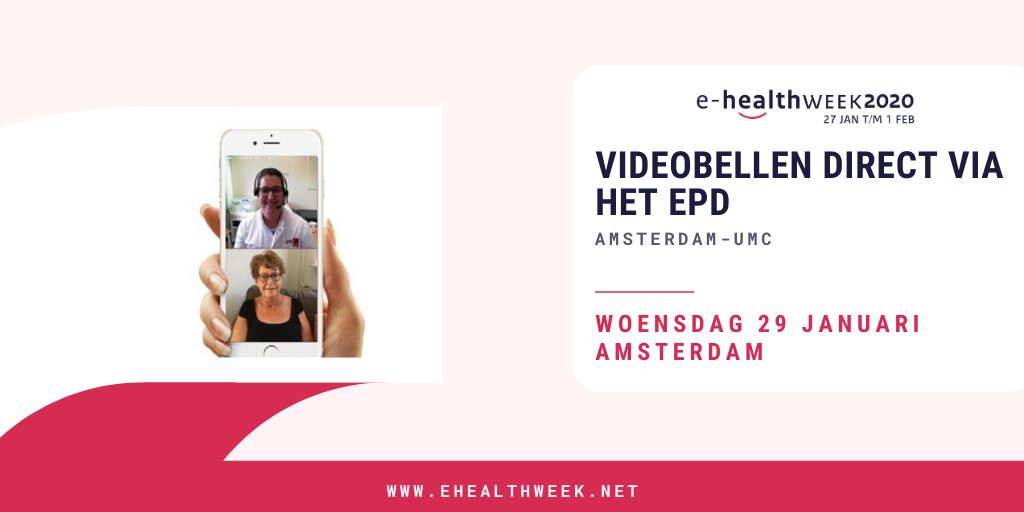SZE2022's tweet photo. Amsterdam UMC biedt videobellen aan via het patiënten portaal 'Mijn Dossier'. De voordelen hiervan zijn voor de patiënt dat men niet hoeft te reizen naar het UMC en het verbetert de arts-patiënt relatie doordat het ook een inkijk geeft in de thuissituatie. @amsterdamumc #ehw20 https://t.co/XRmFBqSYCn