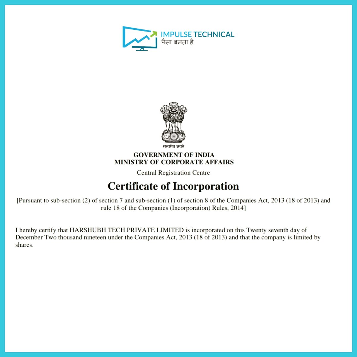 harshubh's tweet photo. Hurrray ❤️
Impulse Technical Goes Pvt Ltd 🎯
- A Distant Dream for Any Self Made #Entrepreneur 😊🙏
Dear 2020 , We are Ready with some Awesome News and New Products ..
Bigger Plans Rolling 📈
#impulsetechnical https://t.co/ztbf0TBJYh