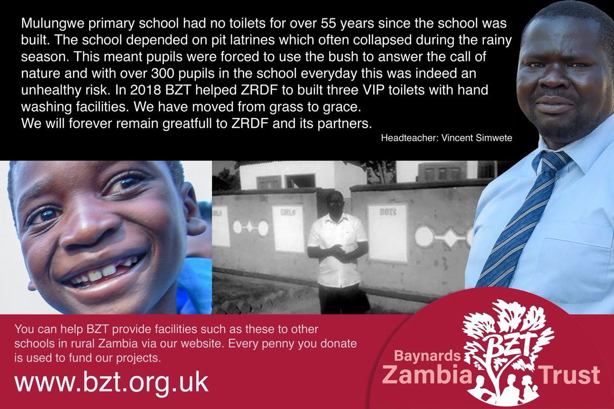 BaynardsZT's tweet photo. We hope you have had a fabulous Christmas and once again, a big thanks for helping us achieve our goal of a new school and amenities for Chibombo. Here is another recent success story from Mr Simwete - headteacher of Mulungwe primary school. greetings from us all at BZT &amp; ZRDF. https://t.co/HT5iXFwzuZ