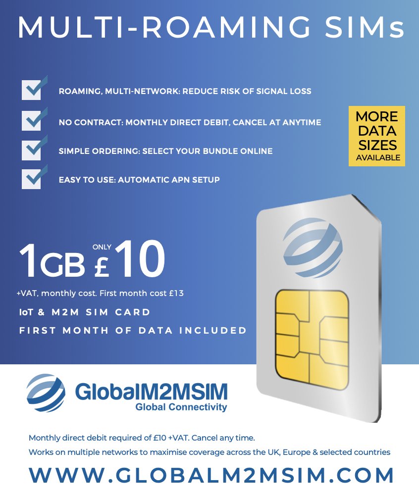 GlobalM2MSIM's tweet image. When you're trying to connect devices, you need them to be connected everywhere, all the time and not suffer from signal black spots or loss of service. Why take the risk?

Buy online: buff.ly/2CD9n2s 

#Roaming #Multinetwork #SIMs #IoT #M2M #Connectivity