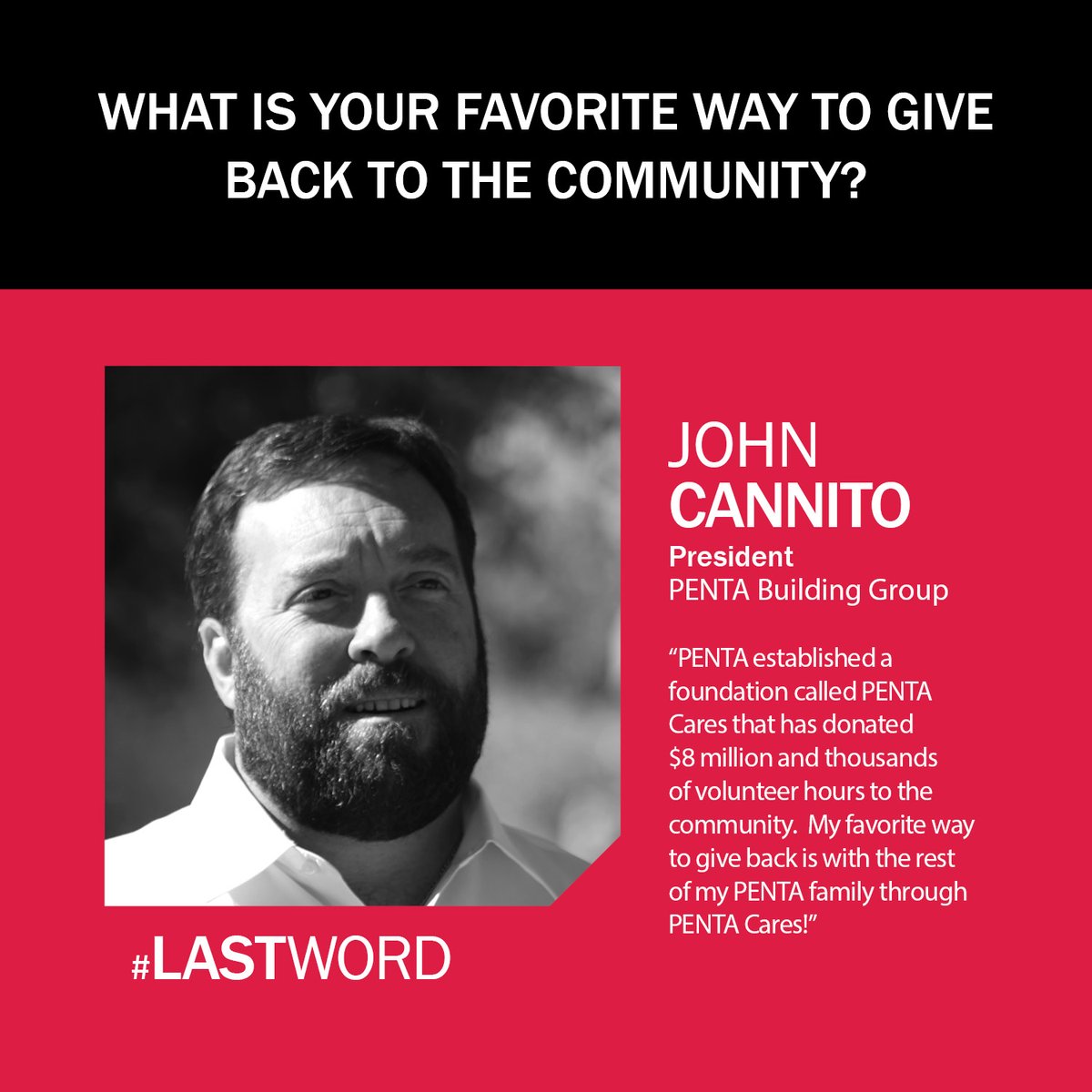 nvbizmag's tweet photo. John Cannito of PENTA Building Group responds to this month's #LastWord https://t.co/NHCyPN2oAO
.
.
#giveback #community #NevadaBusiness #Nevada #Business #AllNV #businessminded #decisionmakers #B2B #businessleaders #entrepreneur #businesstips #lastword https://t.co/fKgom1VyeK