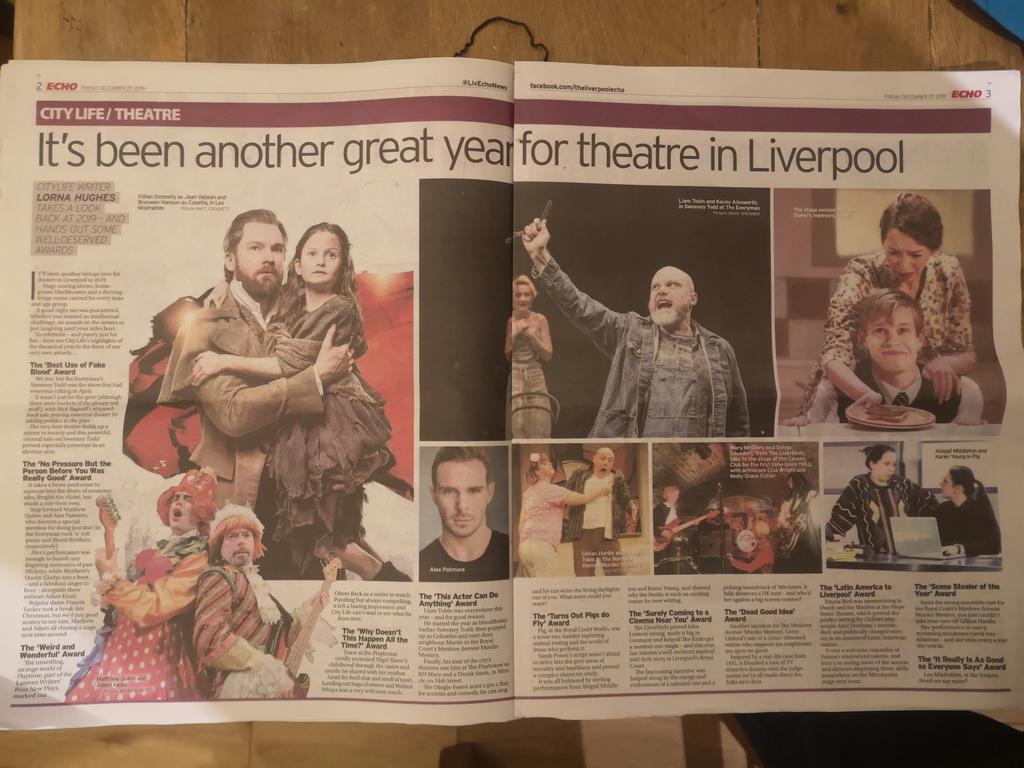 RoyalCourtLiv's tweet photo. A big thank you to @LivEchonews for a bunch of mentions in their Theatre Awards. Shows like #TheMenloveAvenueMurderMystery, #GirlsDontPlayGuitars and #Pig as well as individuals like #LiamTobin, @fredasgirl, @Abbymiddleton95 and @MissKmyo. Pick up a copy today! https://t.co/EMhFxuZMh4