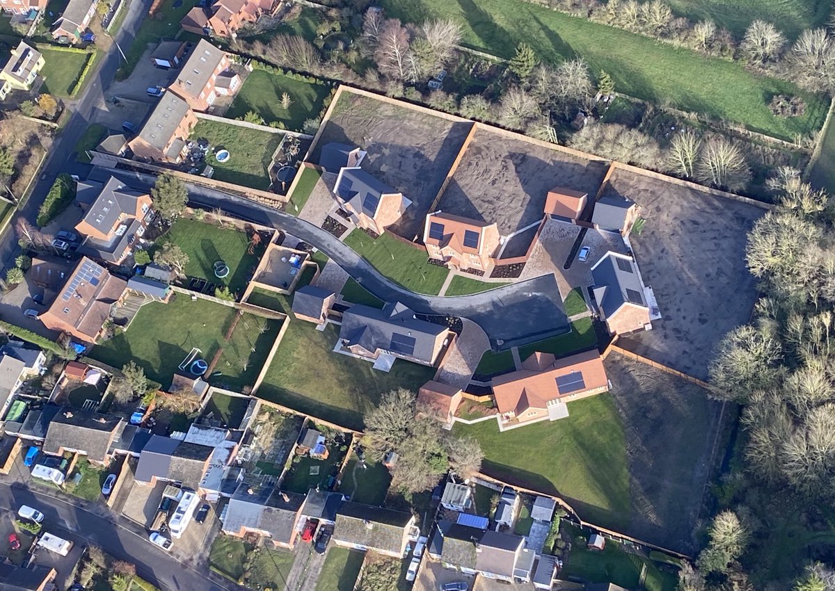 Gressenhall site - just 2 of the five fabulous homes left. (You could fit a tennis court into any one of their back gardens!).