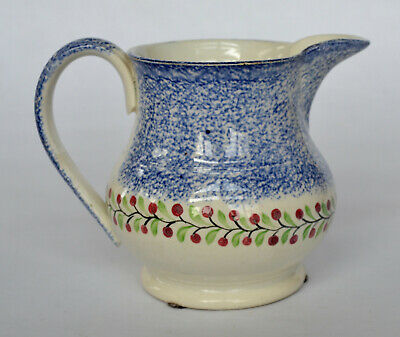 19th C. Spatterware Creamer - Holly Berries dlvr.it/RM1dLV