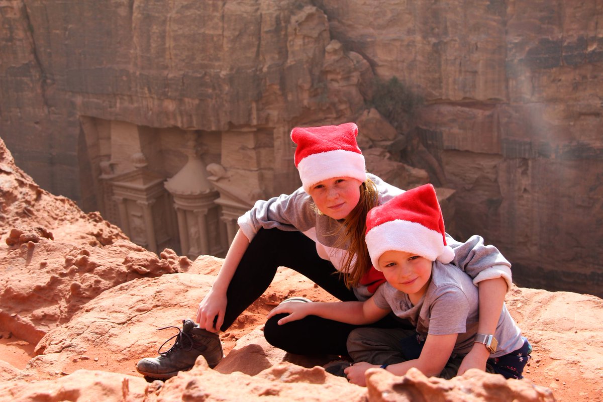 TinyTrekkers's tweet photo. We hiked every official trail in #Petra including going off on our own and making our own trails. We walked almost 50 miles in 2 days. This was the last photo we took, exhausted, but reflecting on an amazing #Christmas in an amazing place. https://t.co/Jr3HOTqkhG