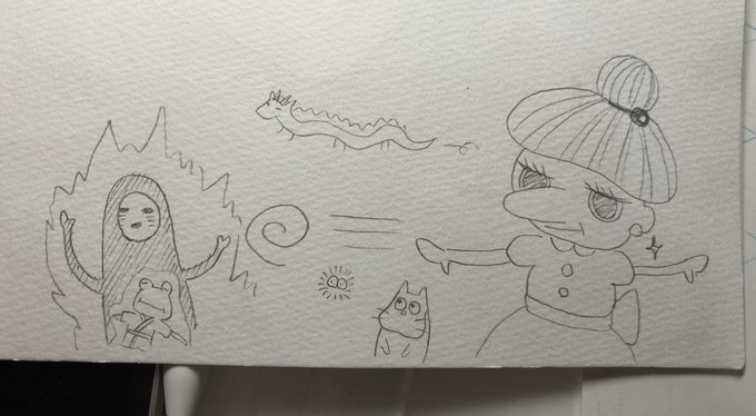 大事なのを忘れていた?
柚井さんが描いてたムーミン味のある千と千尋ファミリー 