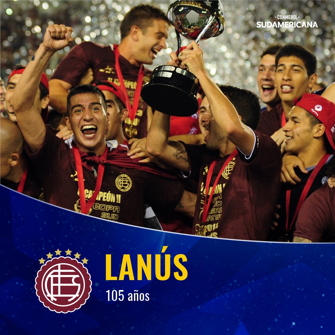 🎊🎉🇦🇷¡Feliz cumpleaños @clublanus!
⠀
Ganador de la #Sudamericana 2⃣0⃣1⃣3⃣, el equipo argentino celebra sus 1⃣0⃣5⃣ años.
⠀
Jugará la edición 2⃣0⃣2⃣0⃣ de la Copa. Se enfrentará con @UCatolicaEC 🇪🇨.
⠀