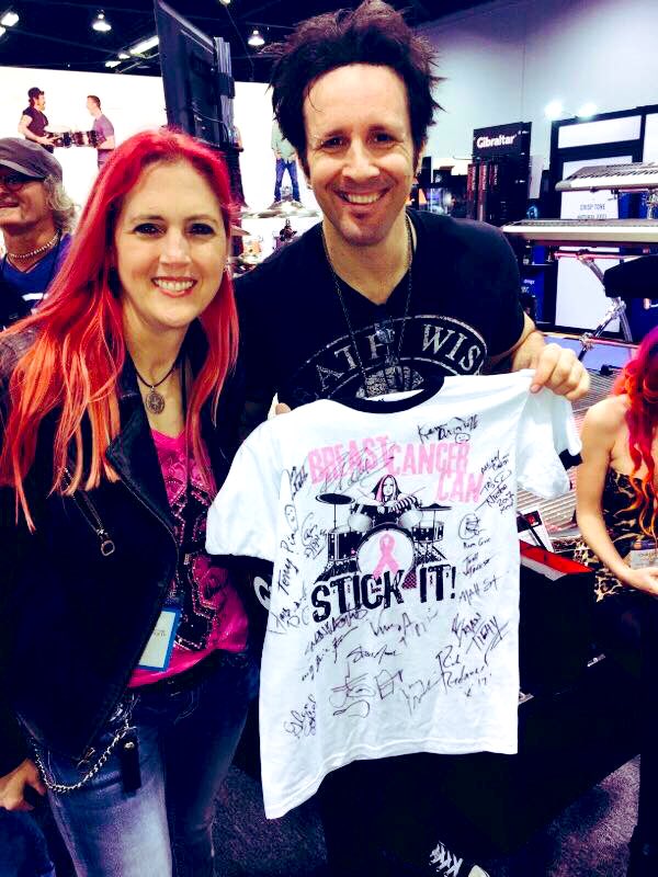 bccsi's tweet photo. Happy birthday to fellow #drummer, &amp; fellow @HumesandBerg artist, @Glen_Sobel (@alicecooper)! Our founder, @drummerapril met Glen while at #NAMM 2017, &amp; he signed one of our T-shirts for auction at #Drummathon2017! Thanks Glen for your support! You ROCK!🤘🏻❤️🥁 #FlashbackFriday https://t.co/nG2UxZAGB5