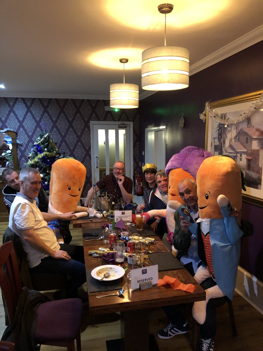 The Forfar Bathrooms staff are enjoying themselves at the Christmas night out 🥳 #kevinthecarrot #forfar