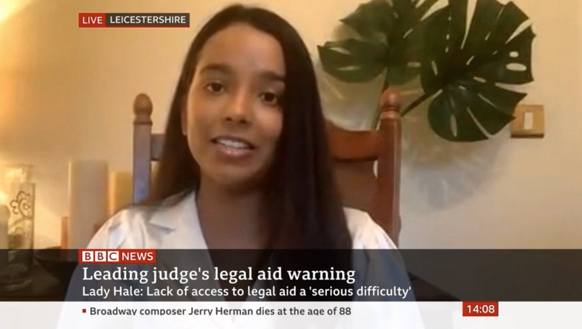 Our brilliant committee member @MalvikaJaganmo1 was just on @BBCNews speaking about Lady Hale, legal aid and our #TakeYourMPToWork campaign! 

You can watch her on BBC News on iPlayer - just rewind to 2:05pm!