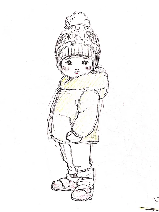 最近子どもを描くのがけっこう好き2枚目は通勤中に見かけた幼児の記憶スケッチ 