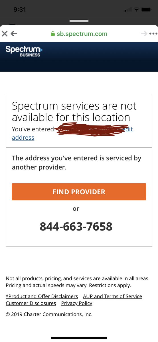 Patrick_Lind's tweet photo. @Elliothylton @futurepaul @reckless @Xfinity @AjitPaiFCC And to top it off… @GetSpectrum redirects you to a competitor,  @Xfinity, because they are clearly colluding to maximize profits by not competing with one and other! https://t.co/7HhVnvrTkk