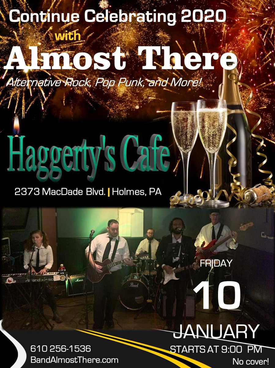BandAlmostThere's tweet photo. Two weeks from today, we're back in Delco at Haggerty's Cafe in Holmes! We can't wait to see you there! 

Hope everyone is having a wonderful holiday, and we will see you VERY SOON! https://t.co/zKMWFs4sRr