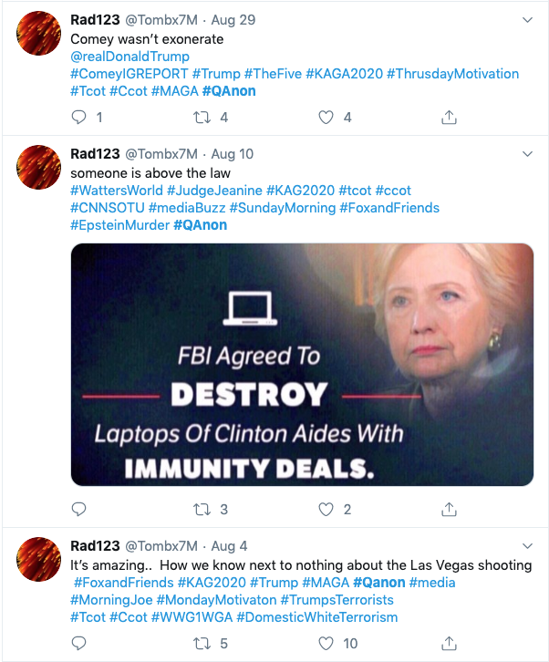 Trump this morning retweeted another QAnon account, with the tweet he retweeted including the QAnon slogan.