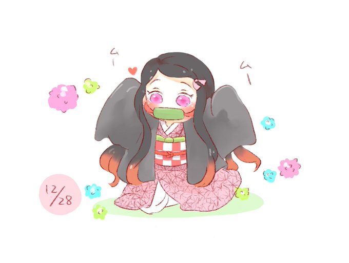 うずら33〇さんがTwitterに投稿した竈門禰豆子(鬼滅の刃)のイラスト。