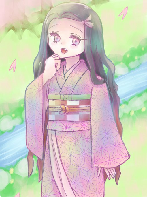 フッピー🐟さんがTwitterに投稿した竈門禰豆子(鬼滅の刃)のイラスト。