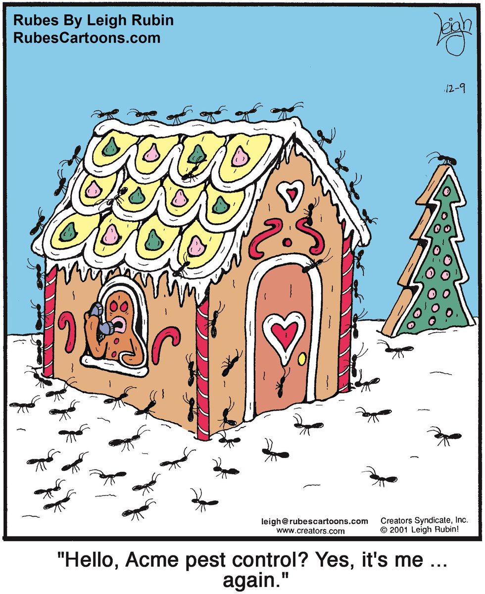 Home sweet home. Maybe a little too sweet.

#gingerbreadhouse #gingerbread #gingerbreadcookies #gingerbreaddecorations #christmascookies #cartoon #cartoonist #pestcontrol #ants