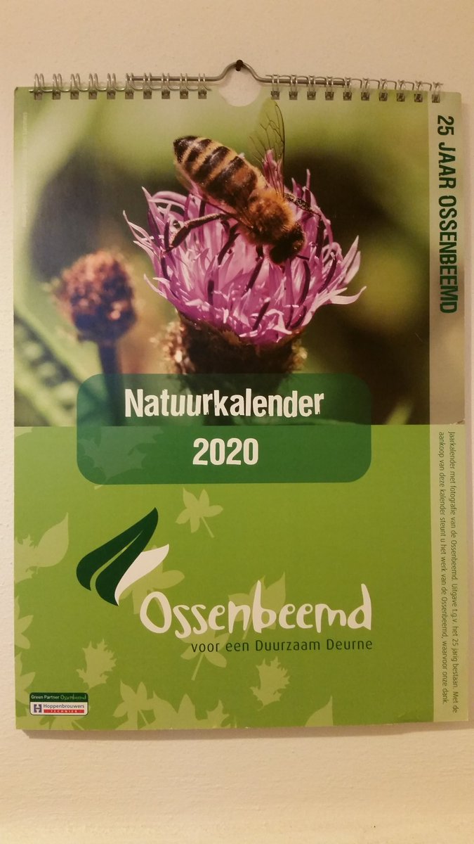 Mooie natuurkalender te koop bij de Ossenbeemd  Steun de Ossenbeemd en koop die kalender €8,50). Voor een tientje krijg je hem thuisbezorgd. info@ossenbeemd.nl.