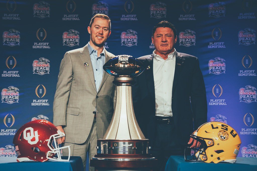 CFAPeachBowl's tweet photo. One of these coaches is taking home a trophy tomorrow.

#CFBPlayoff | #CFAPeachBowl https://t.co/X4UjqBFFA4