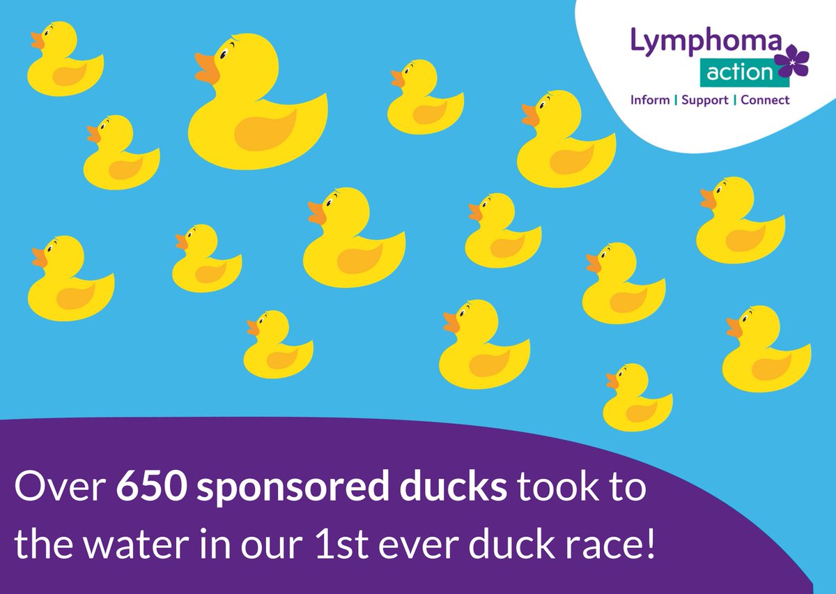 LymphomaAction's tweet photo. #12DaysofLA
In August we all went quackers for our first ever #DuckRace, with over 650 ducks taking to the water to help us continue to provide our #lymphpoma support services when they are needed most - thanks to everyone who took part!
#DuckRaceLA #TeamLymphoma #FridayFun https://t.co/Eo5GbfvUjQ